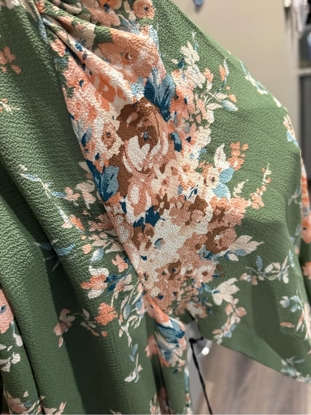 june & hudson Olive Green Floral Wrap Dress - Picture 6 of 8